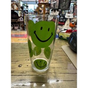 Vintage Libbey Green Smiley Face Glass